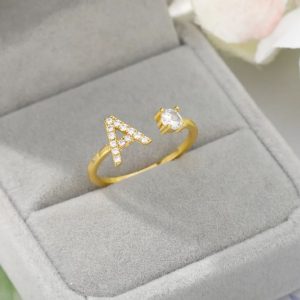 Zirconia Gold Plated Ring A-Z with stones