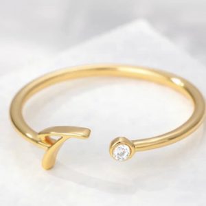 Zirconia Gold Plated Ring A-Z